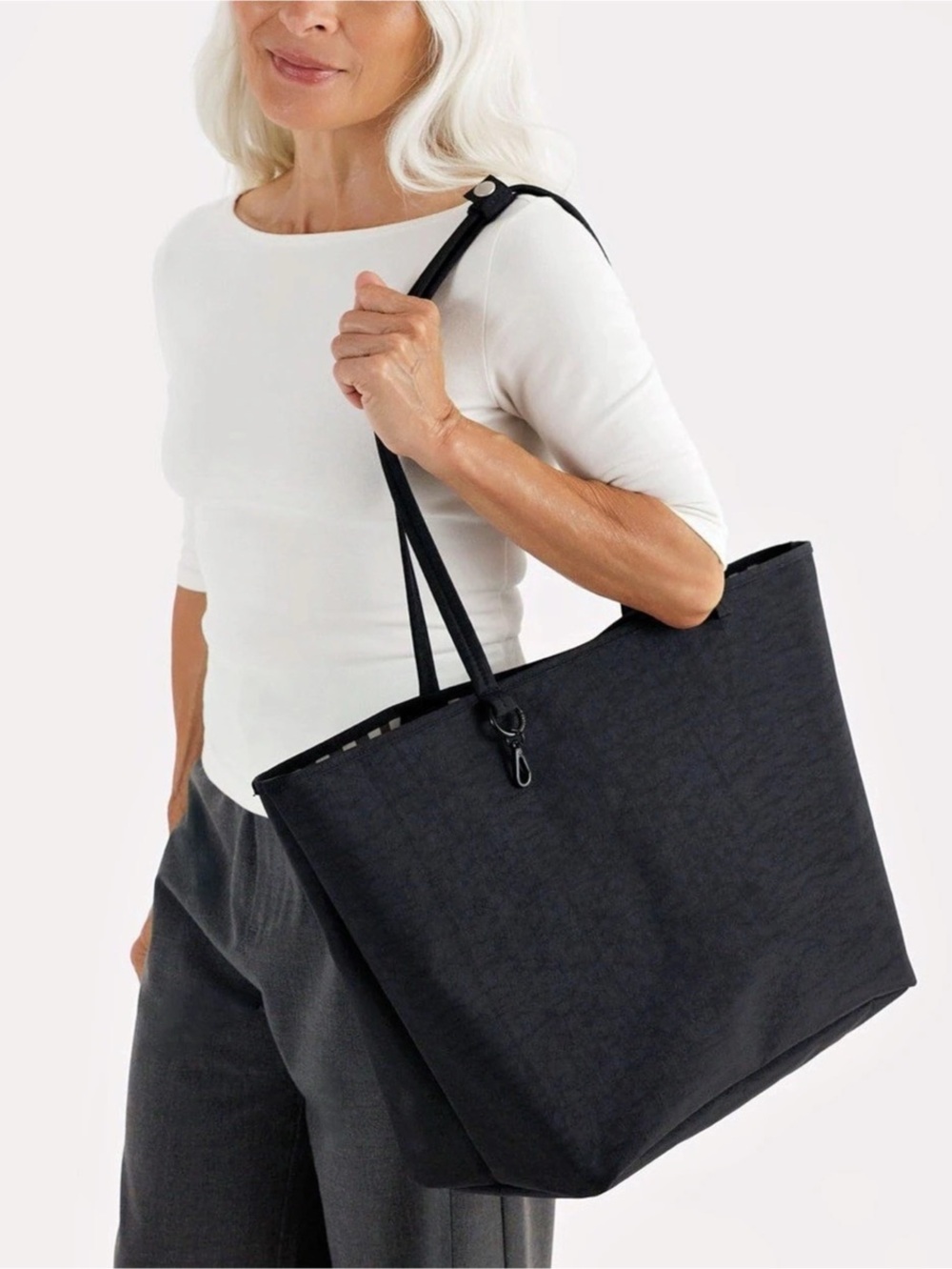 Baggu Large Nylon Reversible Tote Black & White